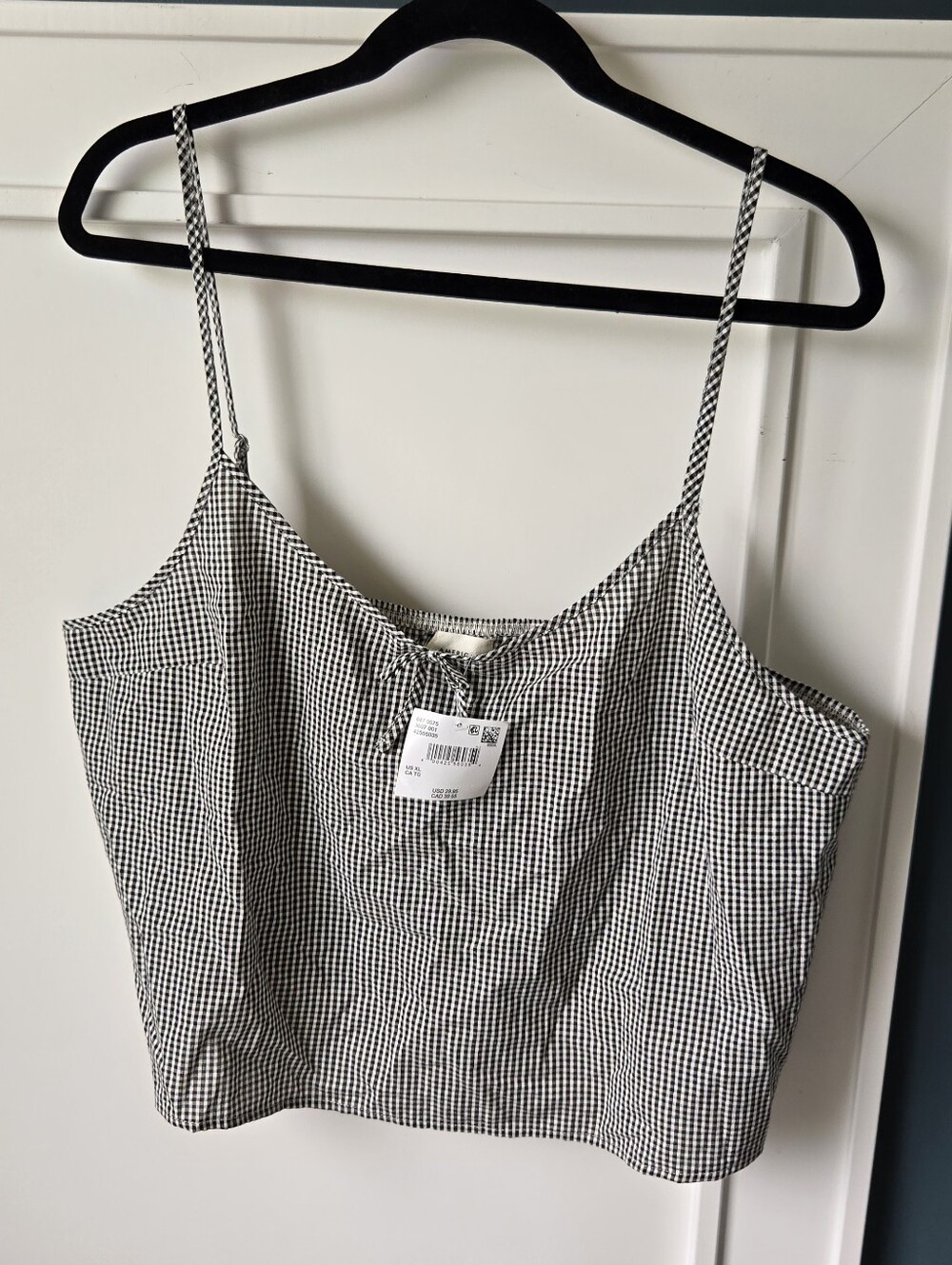 American Eagle Black & White Gingham Cami Tank Top - Women's